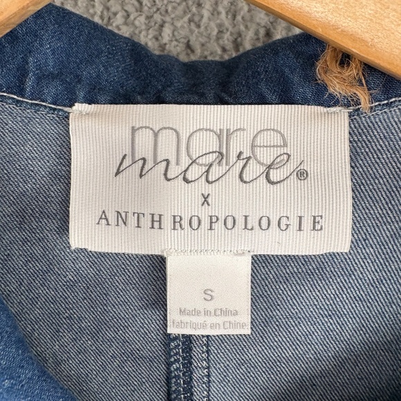 Mare Mare for Anthropologie Aya Denim Utility Jumpsuit Blue 100% Cotton small - Picture 15 of 16
